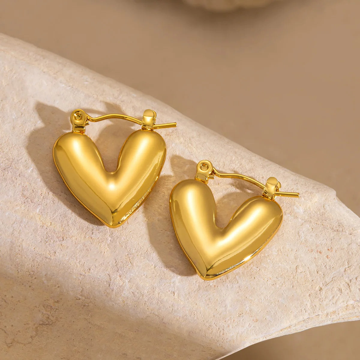 Golden Heart Hoop Earrings