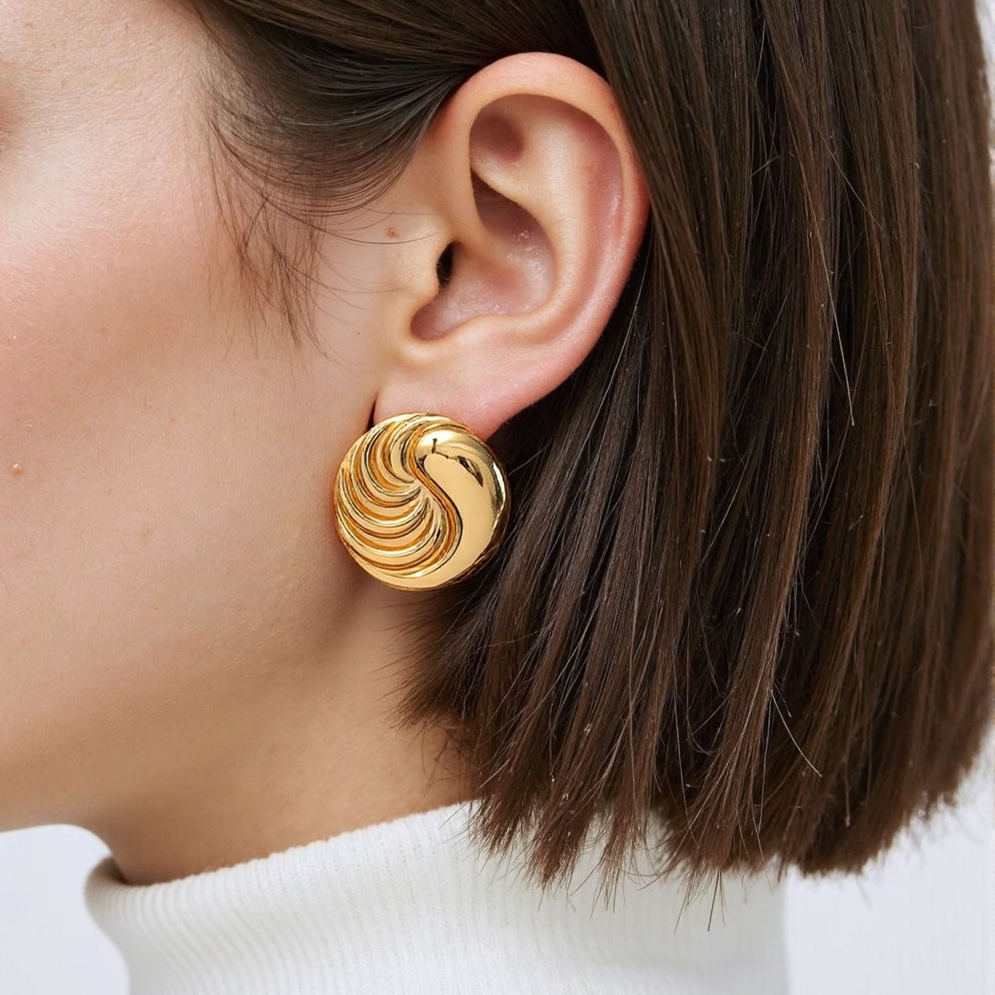 Gold-Plated Swirl Dome Earrings
