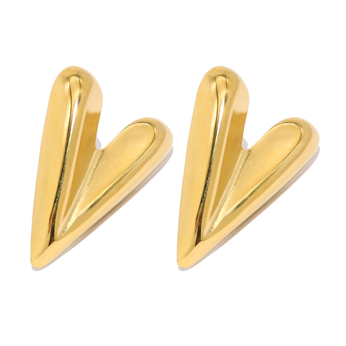 Sculpted Heart Gold Earrings