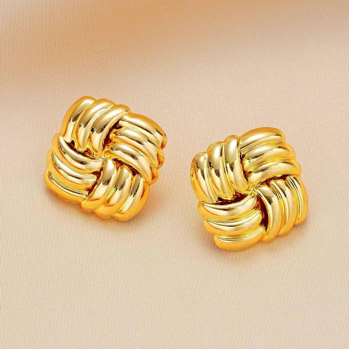 Gold-Plated Chunky Knot Stud Earrings