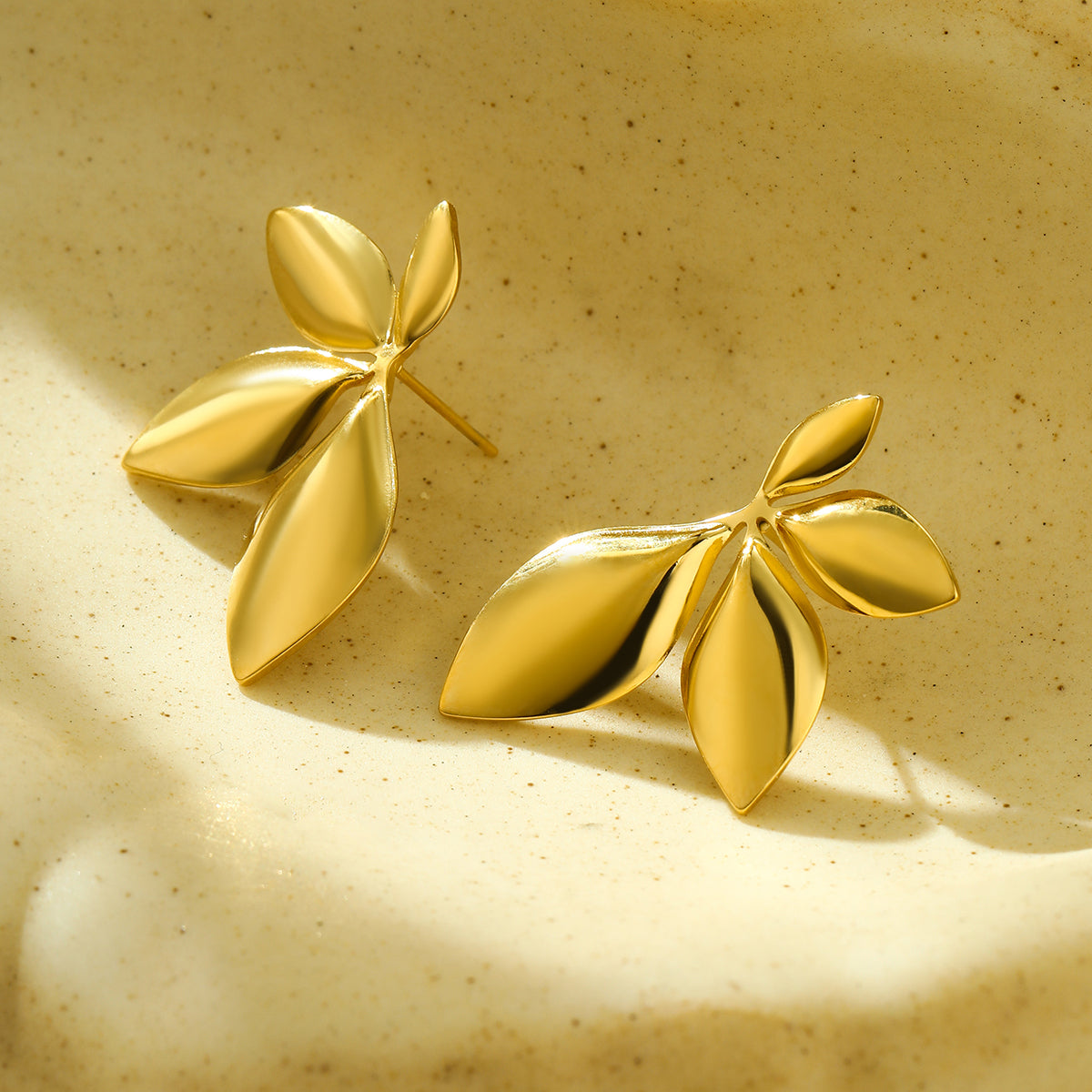 Gold-Plated Leaf Cluster Earrings