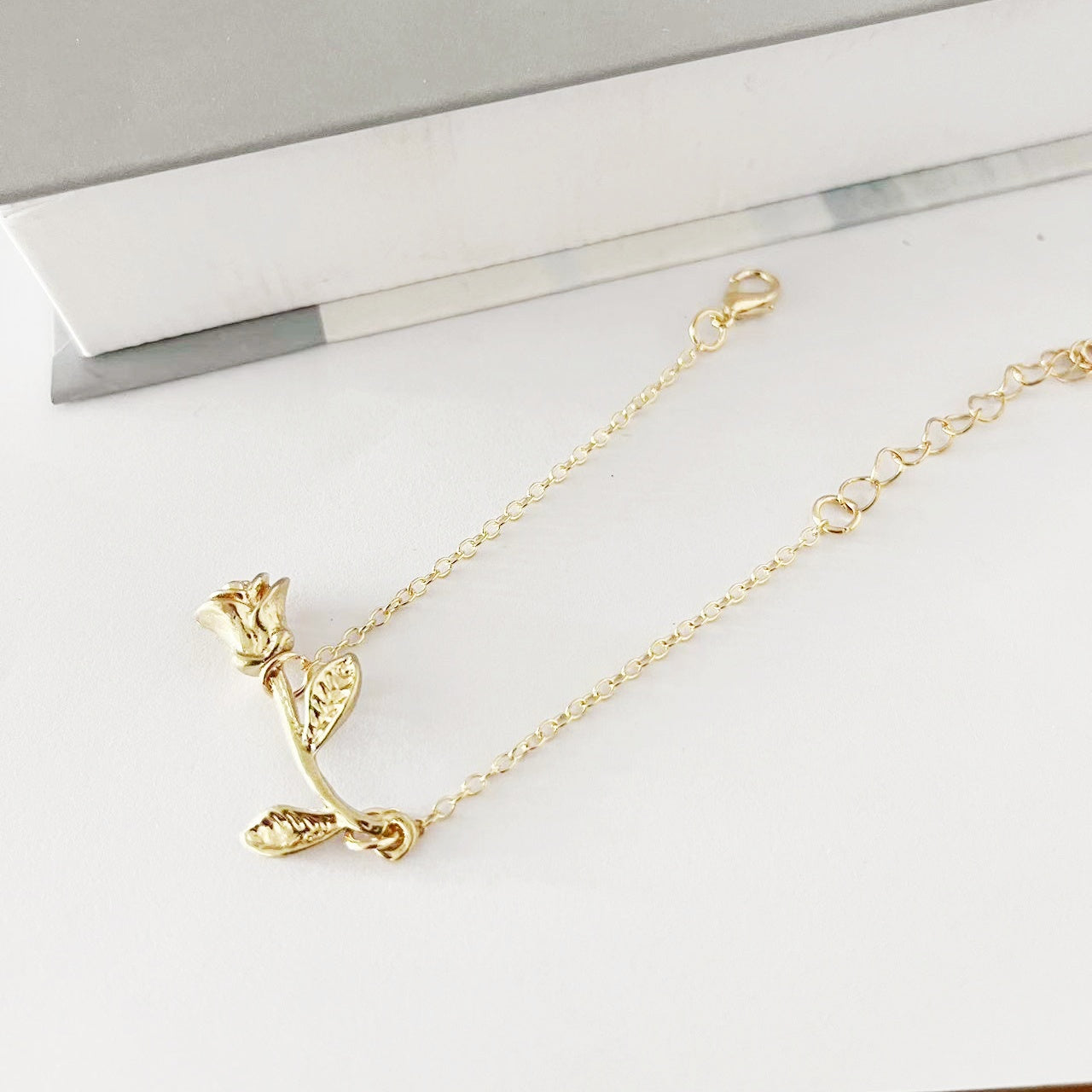 Gold Rose Stem Bracelet – Elegant Minimal Jewelry