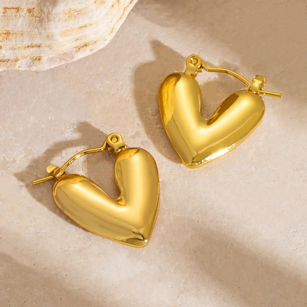 Golden Heart Hoop Earrings