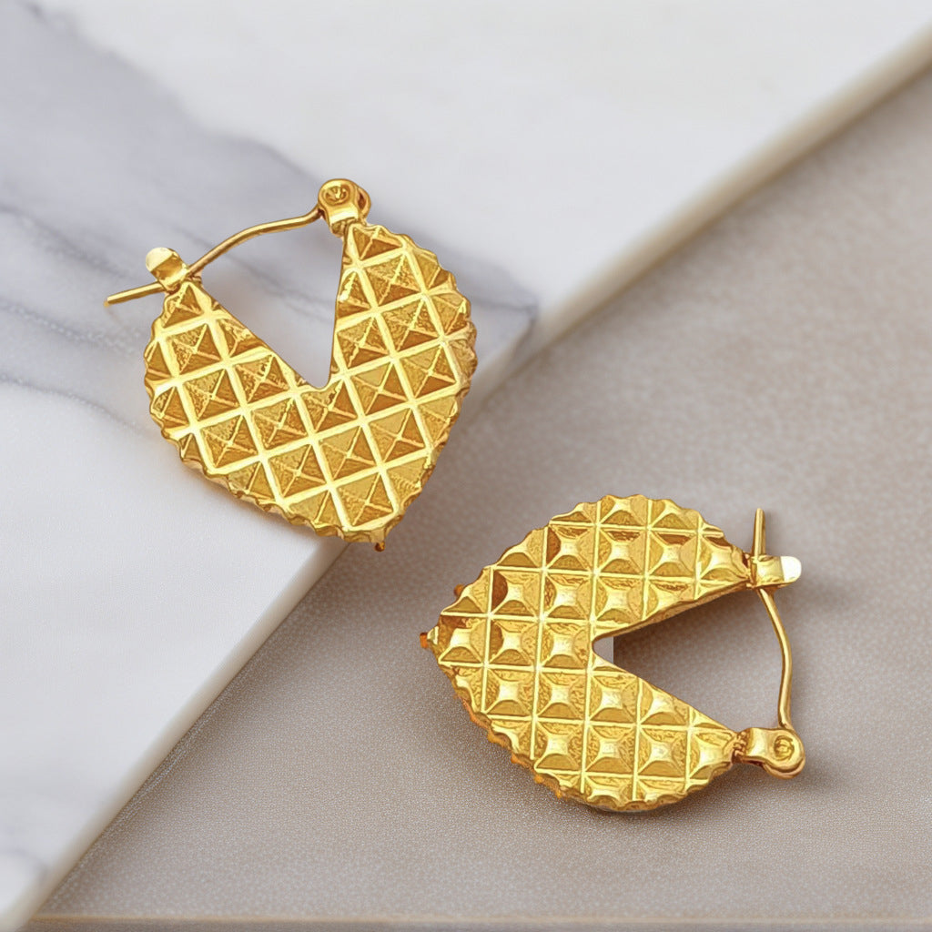 Geometric Heart Hoop Earrings