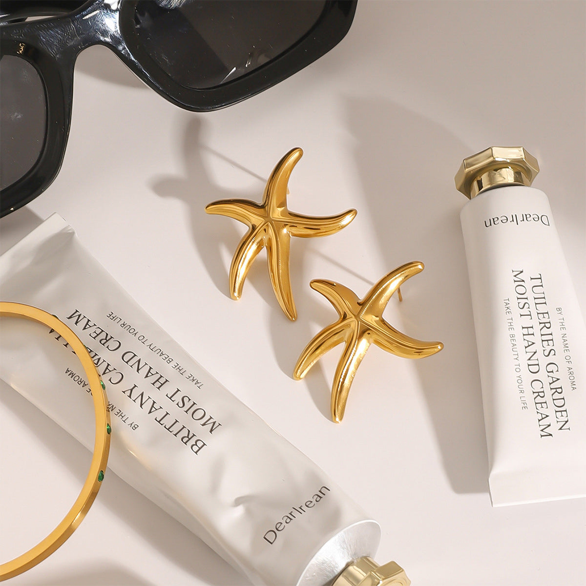 Golden Starfish Stud Earrings