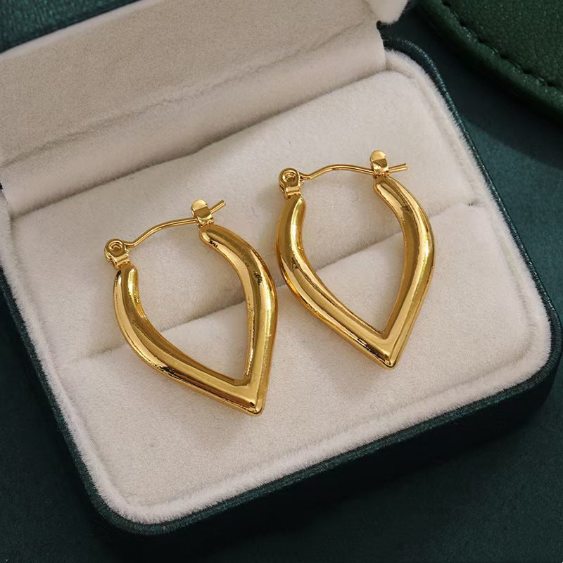 Gold Pointed Teardrop Hoop Earrings