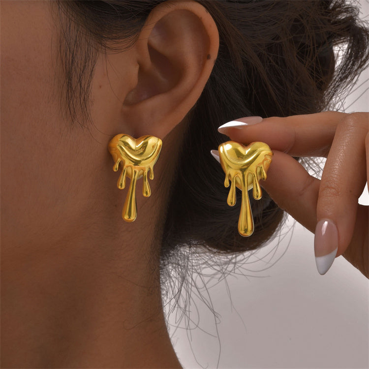 Dripping Heart Statement Earrings