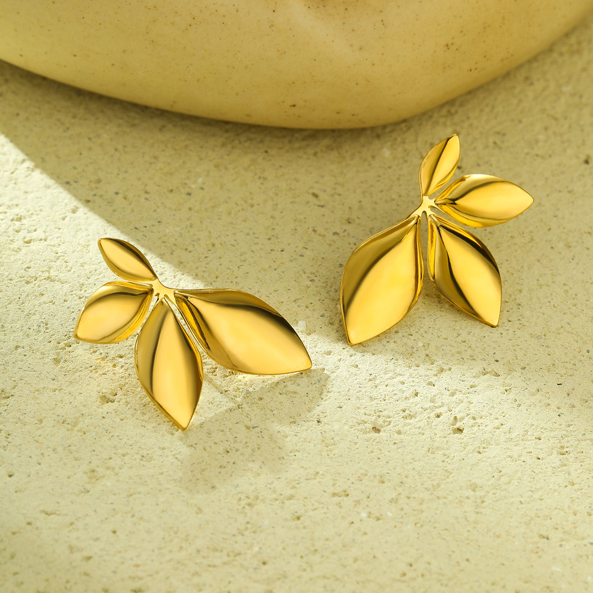Gold-Plated Leaf Cluster Earrings