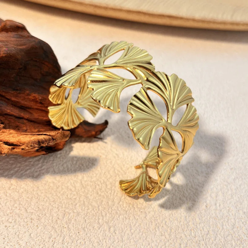 Golden Leaf Statement Bracelet