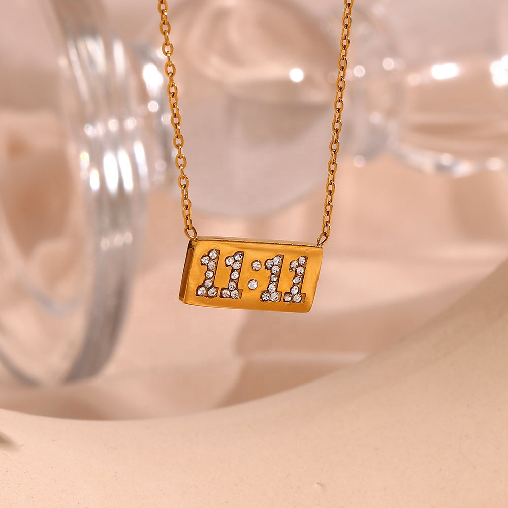 11:11 Angel Number Gold Pendant Necklace