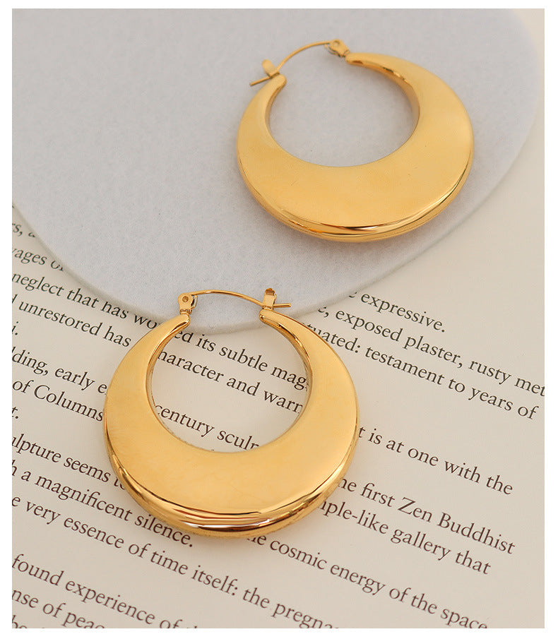 Gold Crescent Hoop Earrings