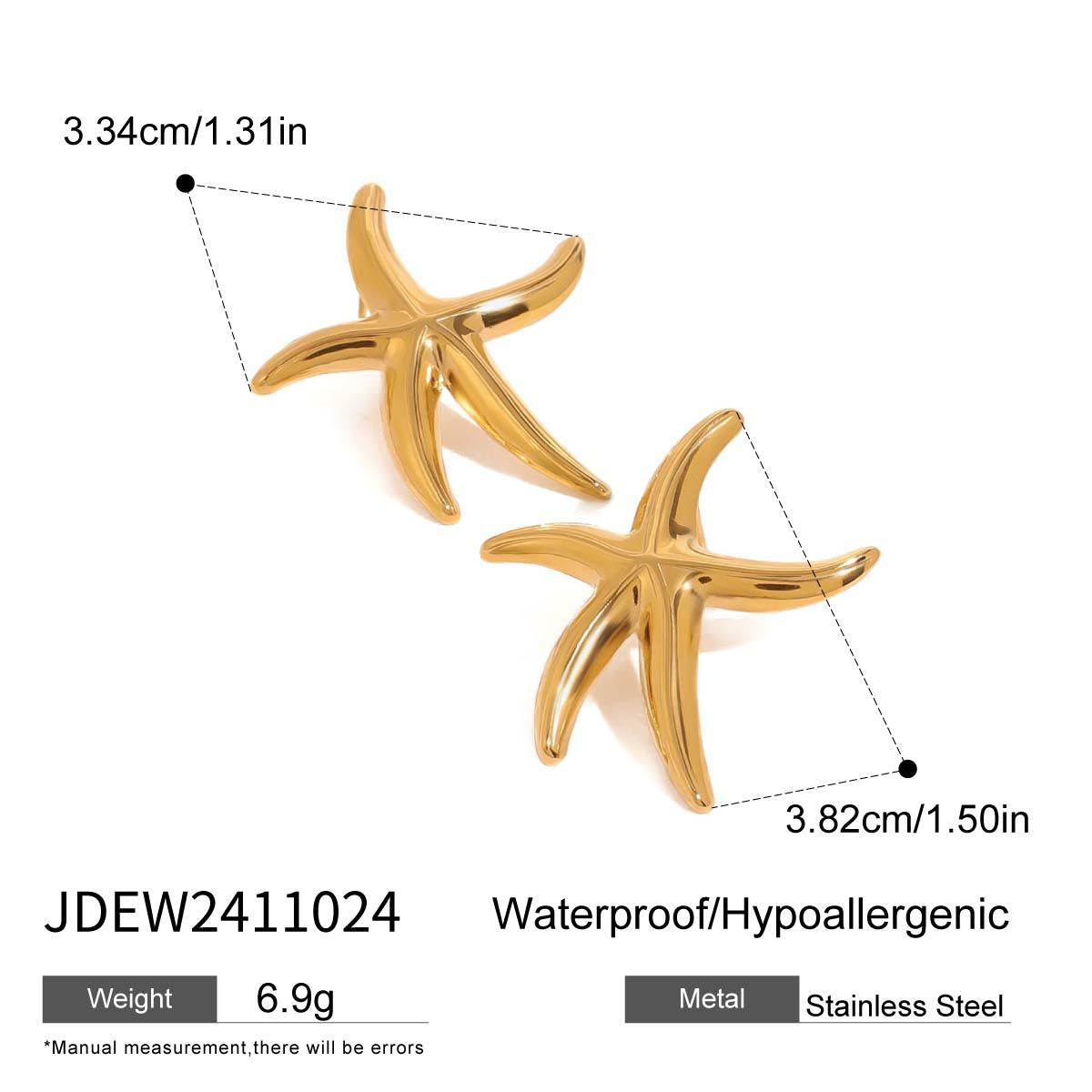 Golden Starfish Stud Earrings