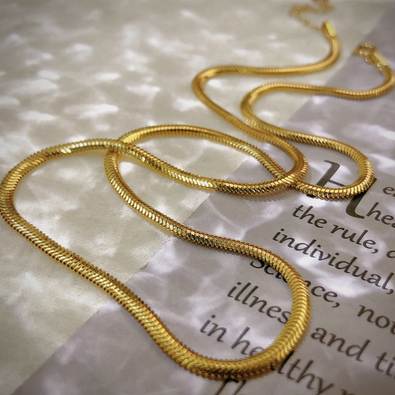 Classic Herringbone Gold Chain Necklace