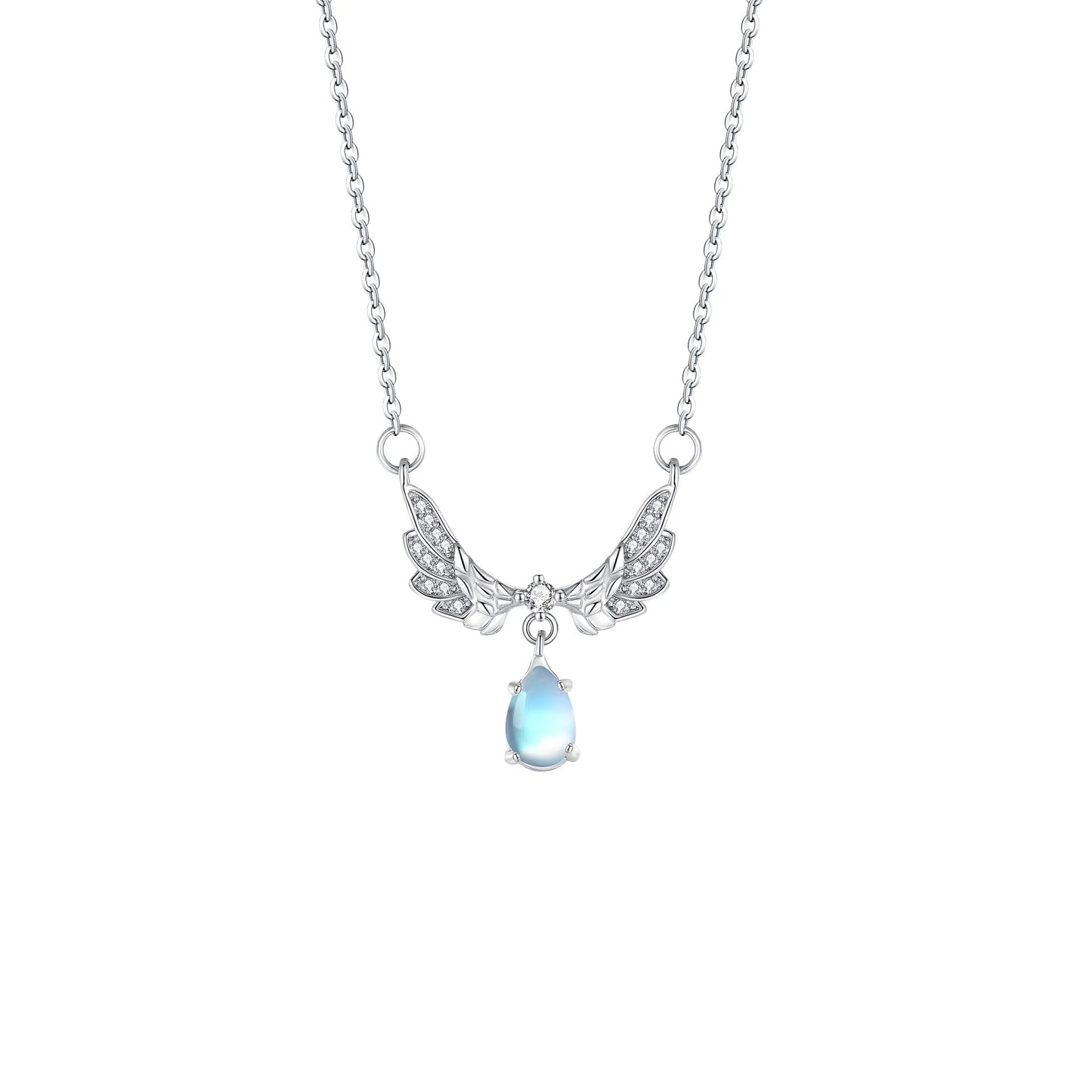Celestial Angel Wing Crystal Pendant Necklace