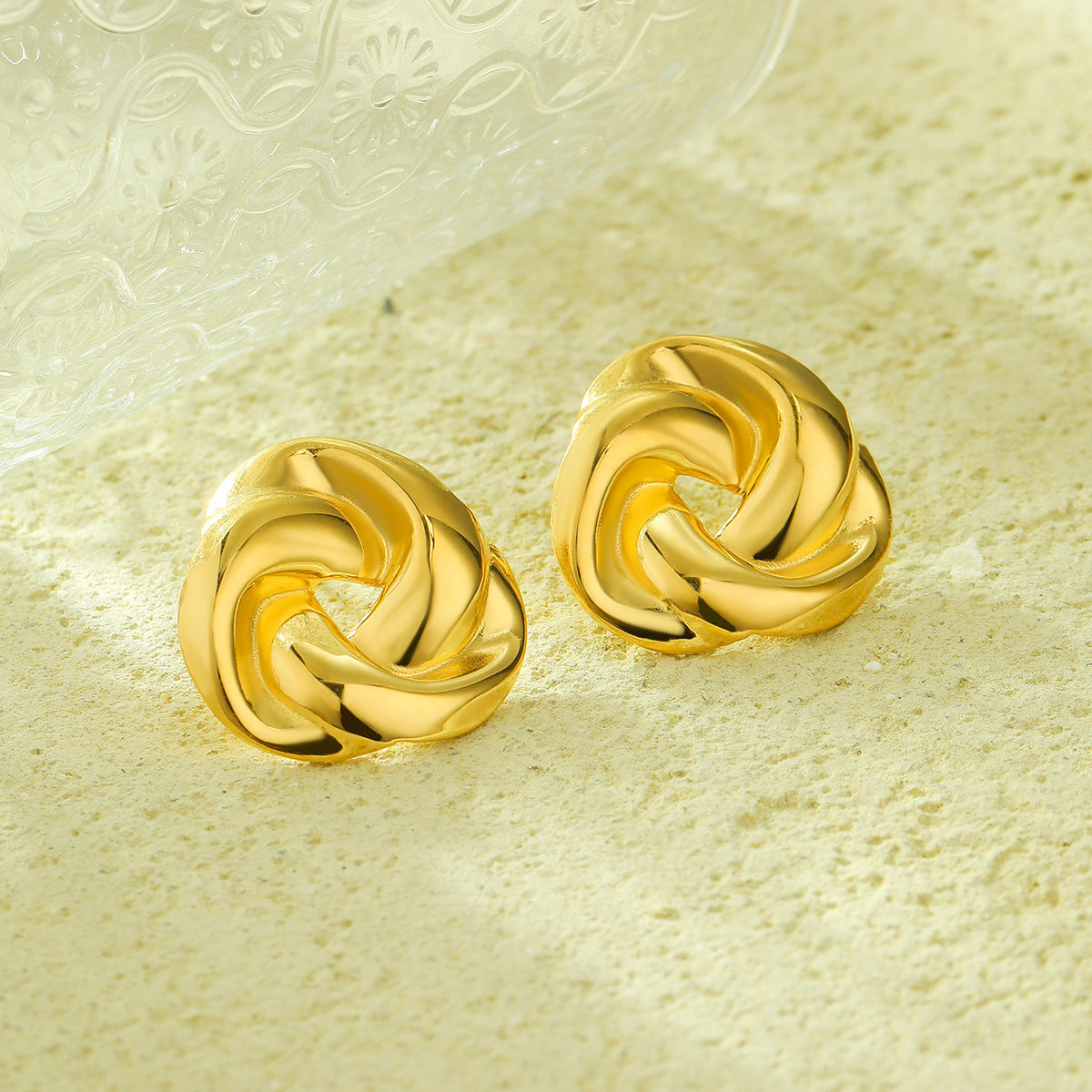 Gold Knot Stud Earrings