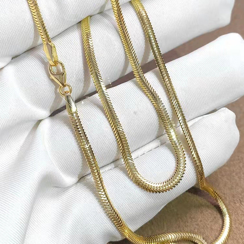 Classic Herringbone Gold Chain Necklace