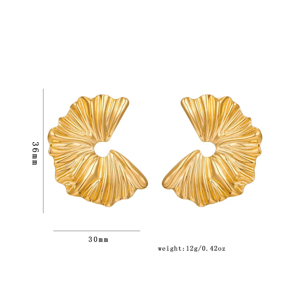 Golden Crinkle Statement Earrings