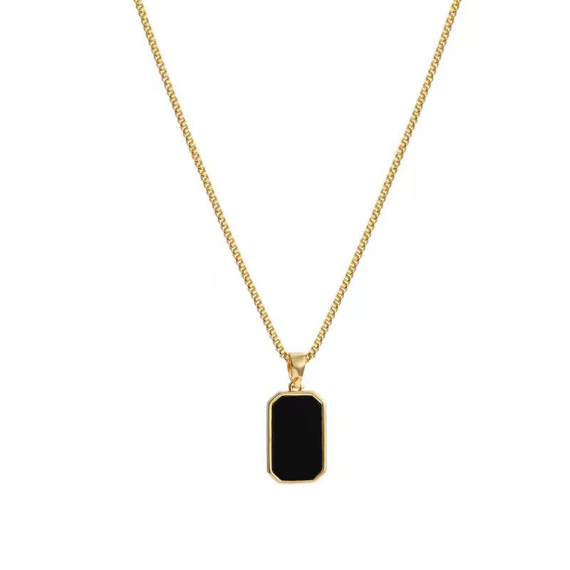 Luxury Gold-Plated Black Enamel Pendant Necklace