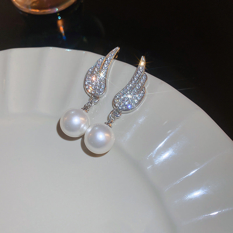 Celestial Pearl Wing Earrings