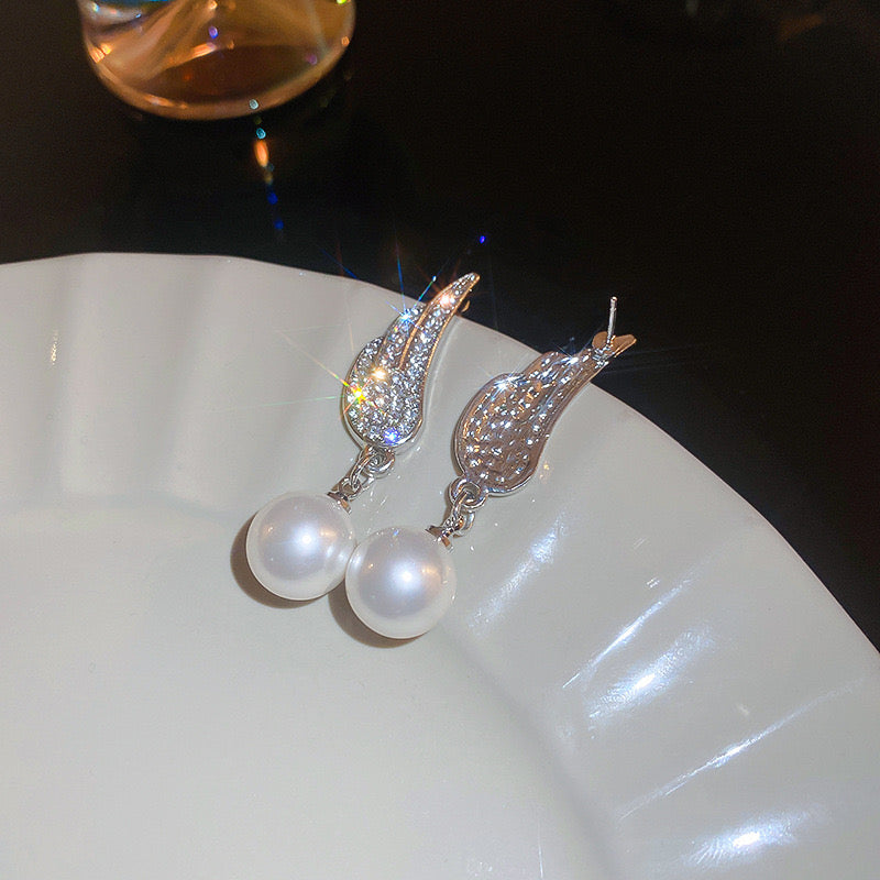 Celestial Pearl Wing Earrings