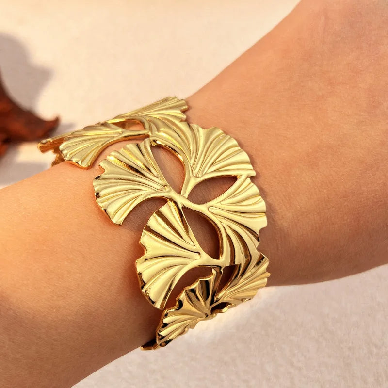 Golden Leaf Statement Bracelet