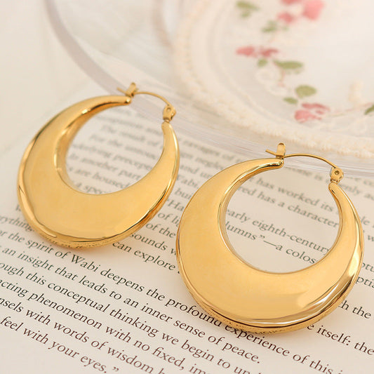 Gold Crescent Hoop Earrings