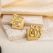 Golden Textured Geometric Square Earrings