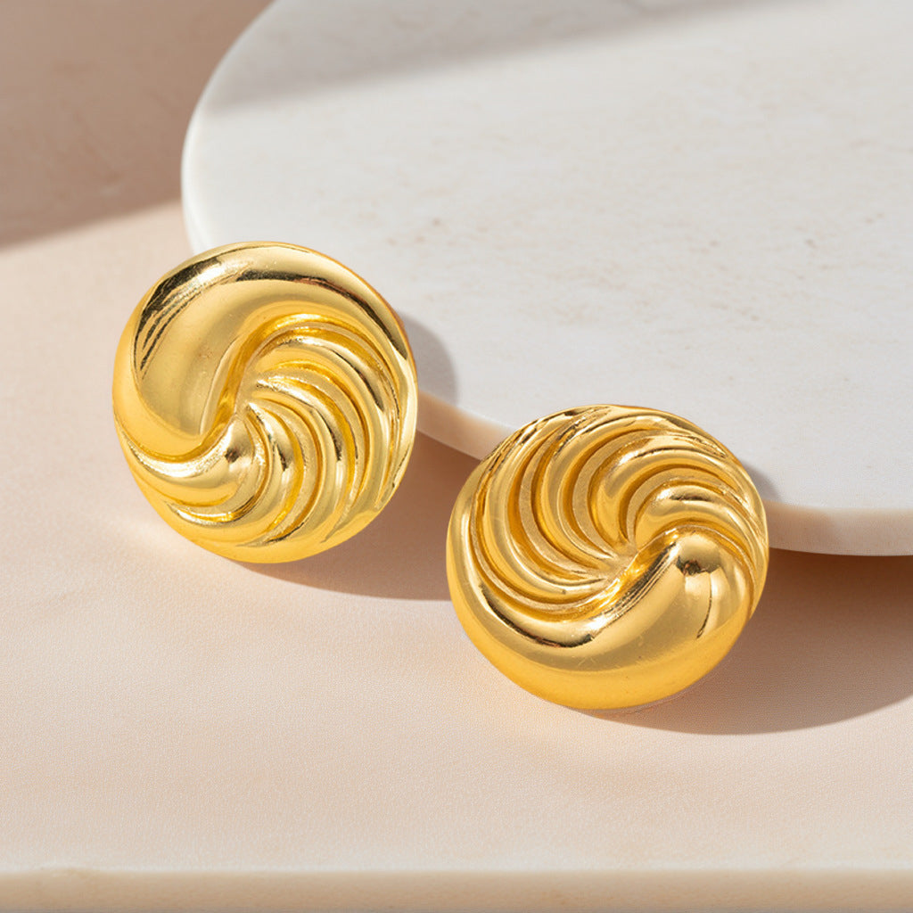 Gold-Plated Swirl Dome Earrings
