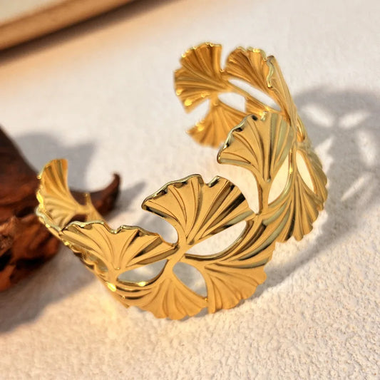 Golden Leaf Statement Bracelet