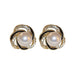 Elegant Pearl Twist Knot Stud Earrings
