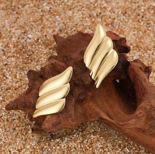Modern Abstract Wave Gold Stud Earrings