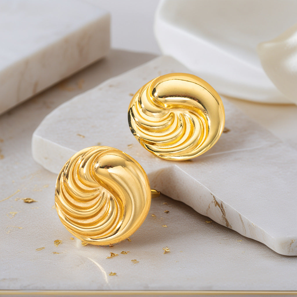 Gold-Plated Swirl Dome Earrings