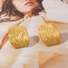 Gold-Plated Rectangular Wave Texture Earrings