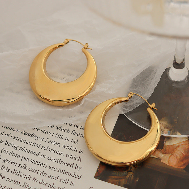 Gold Crescent Hoop Earrings