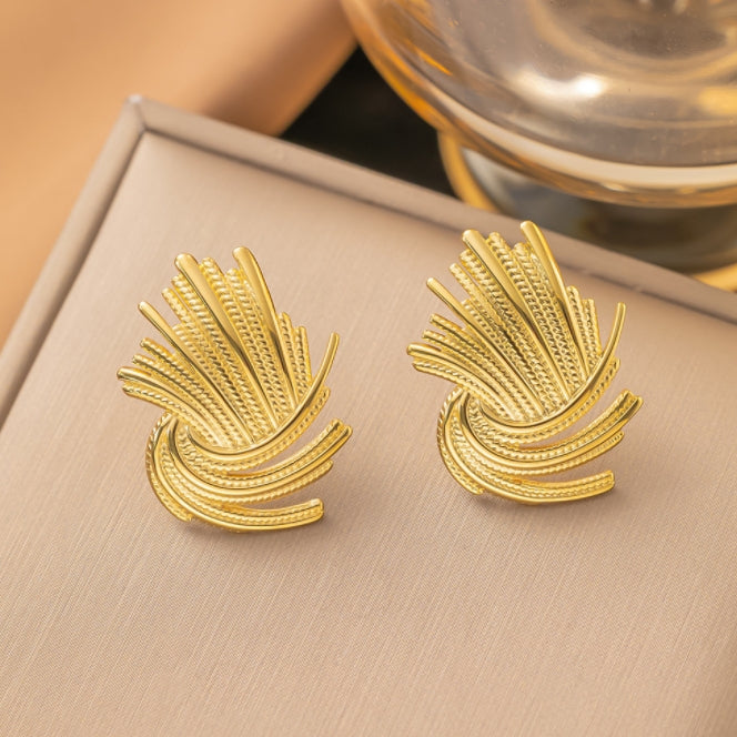 Golden Radiance Fan Earrings