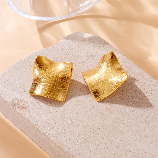 Abstract Textured Wavy Square Earrings
