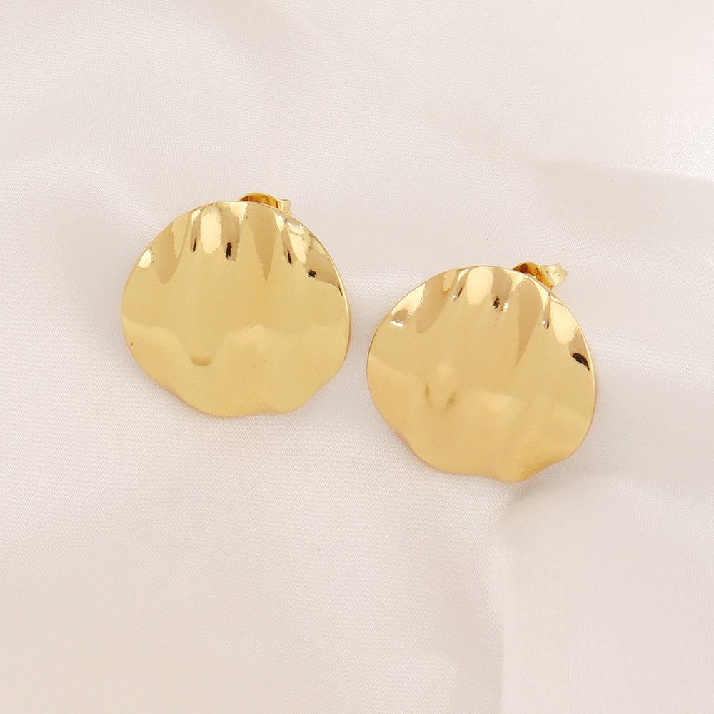 Gold-Plated Ripple Disc Earrings