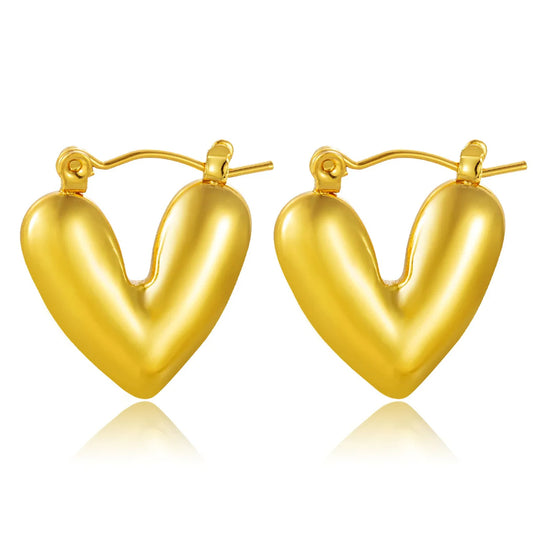 Golden Heart Hoop Earrings