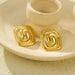 Gold-Plated Retro Swirl Square Earrings