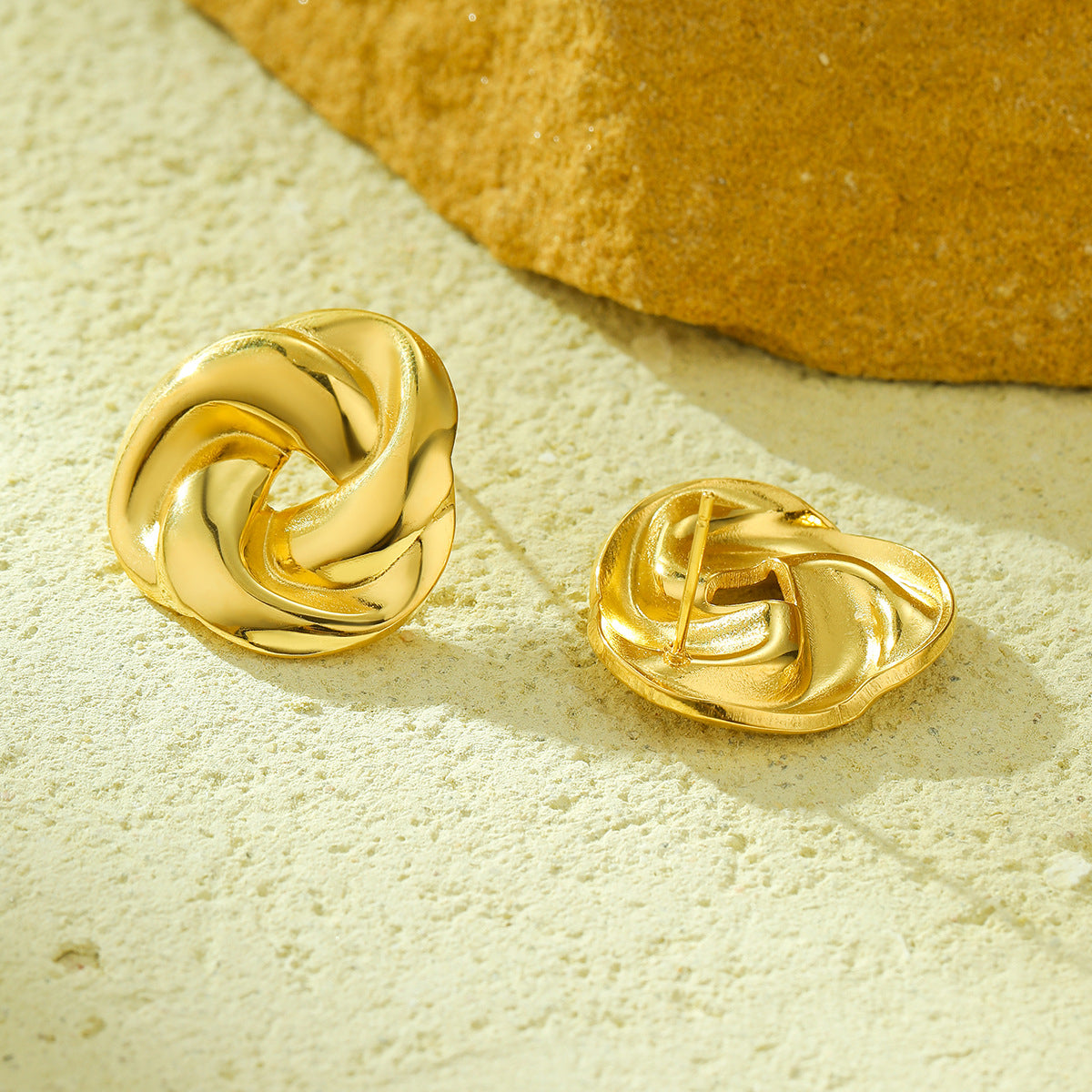 Gold Knot Stud Earrings