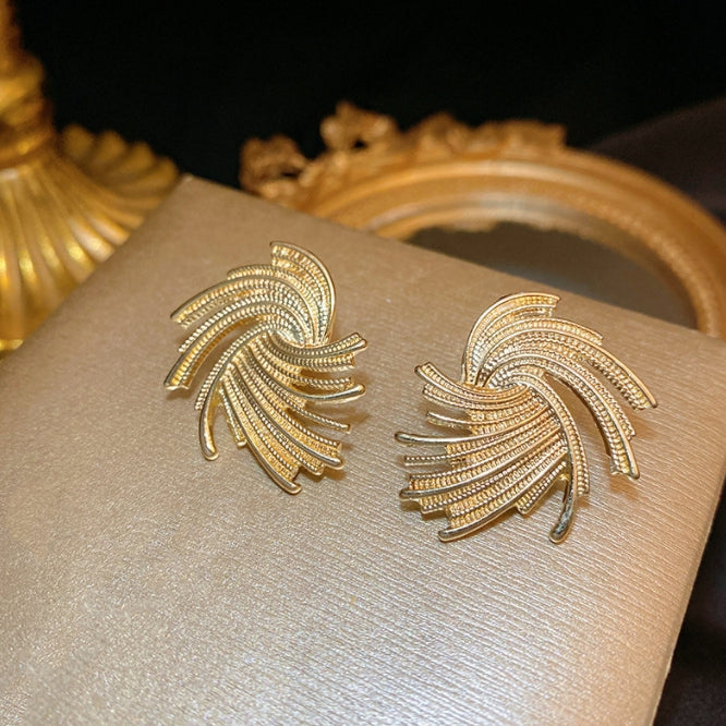 Golden Radiance Fan Earrings