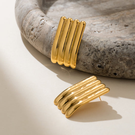 Modern Gold Vertical Bar Earrings