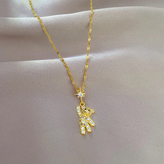 Gold Teddy Bear Pendant