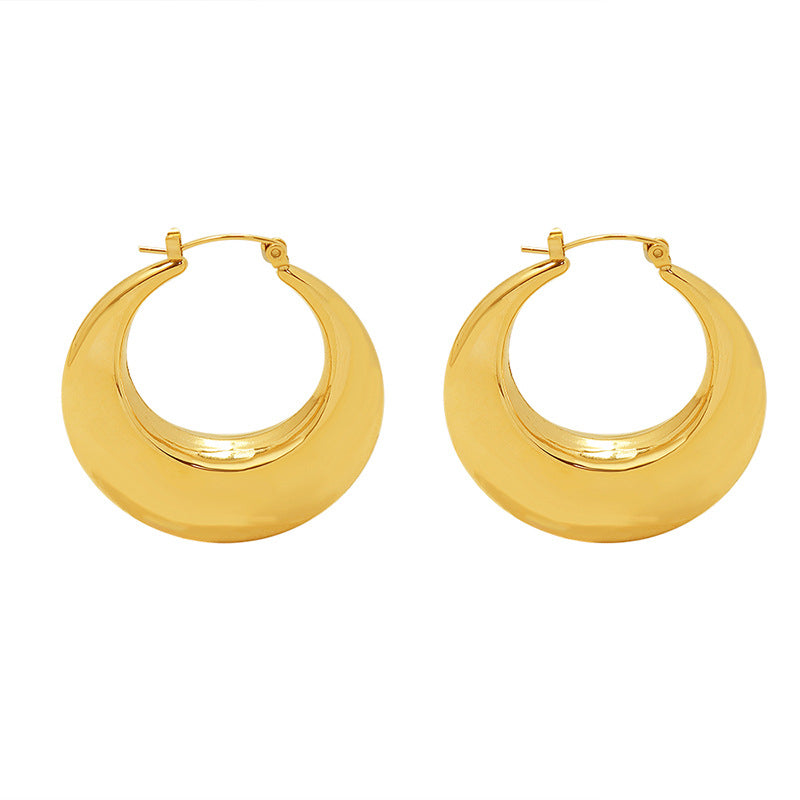 Gold Crescent Hoop Earrings