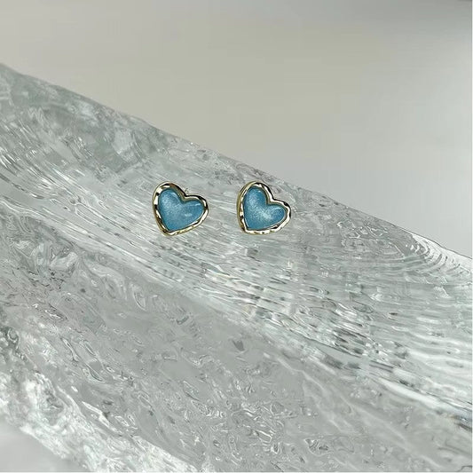 Blue Heart Stud Earrings