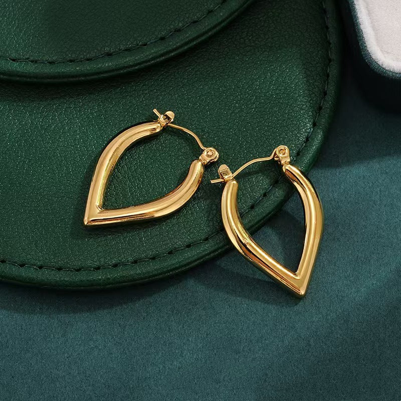 Gold Pointed Teardrop Hoop Earrings