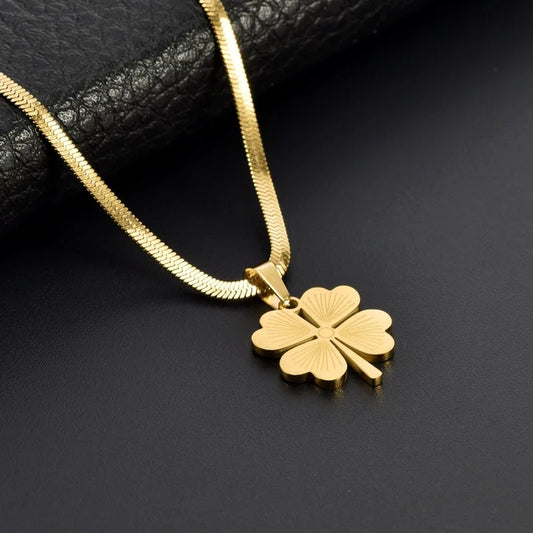 Gold Four-Leaf Clover Pendant Necklace