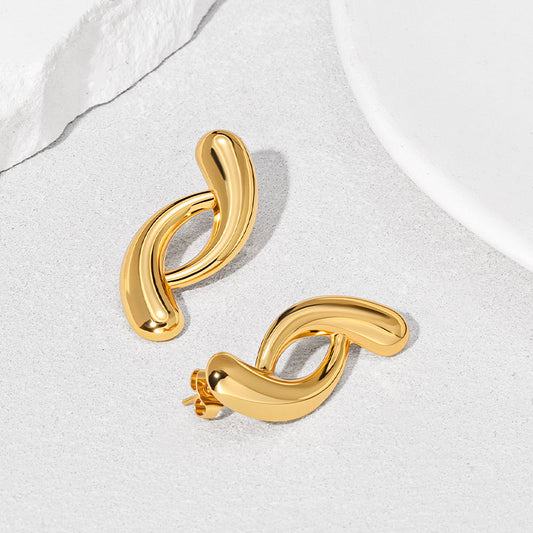 Abstract Loop Hoops – Fluid Gold Earrings