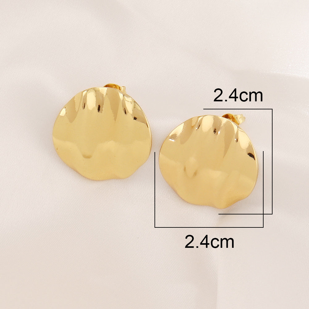 Gold-Plated Ripple Disc Earrings