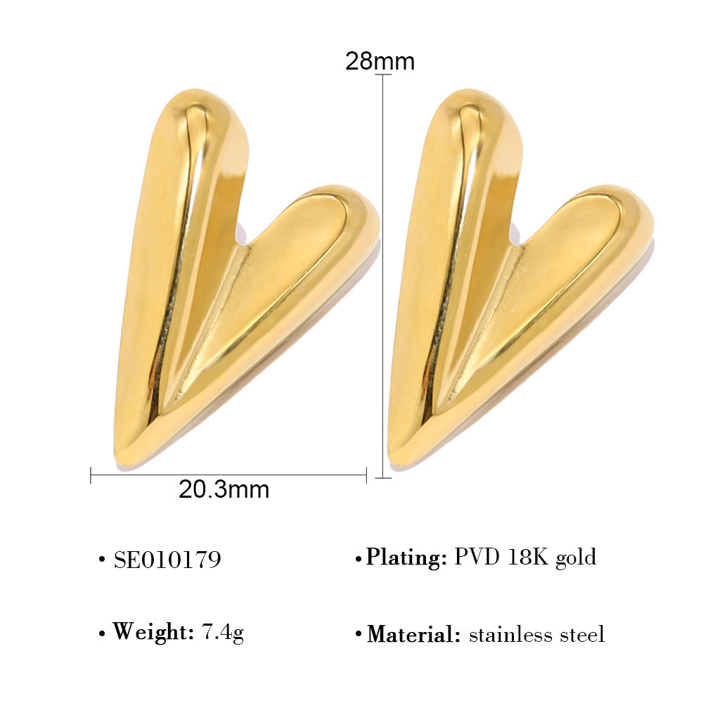 Sculpted Heart Gold Earrings